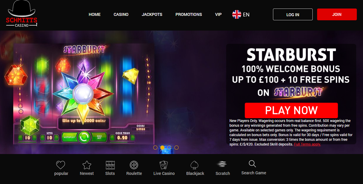 Schmitts Casino Review - Homepage