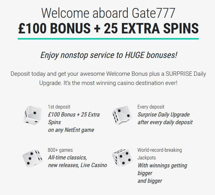 Gate777 Casino Bonus offer