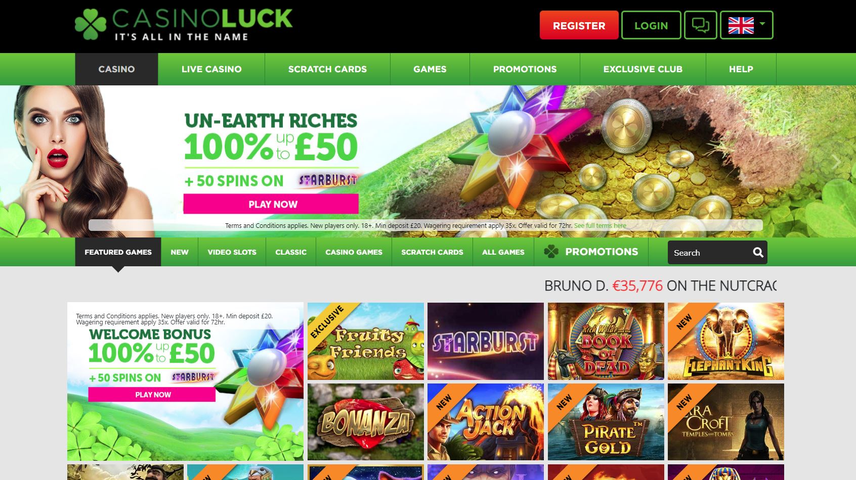 CasinoLuck Casino Review homepage