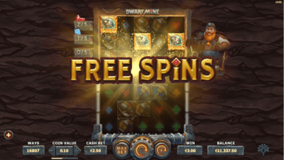 dwarf mine free spin mode