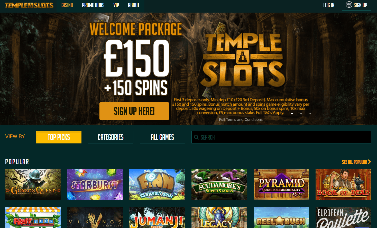 temple slots homepage