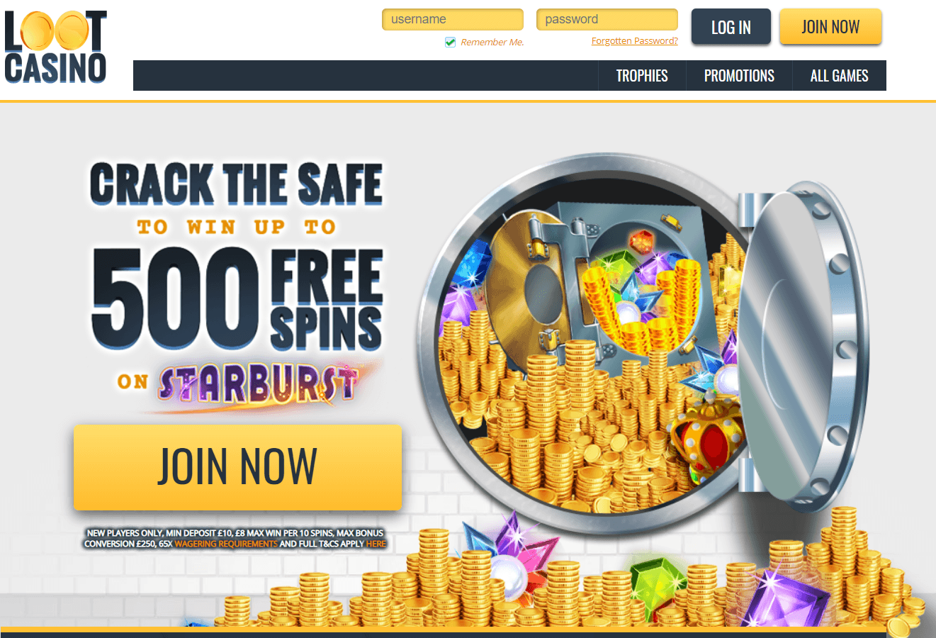 Loot Casino Review - Homepage