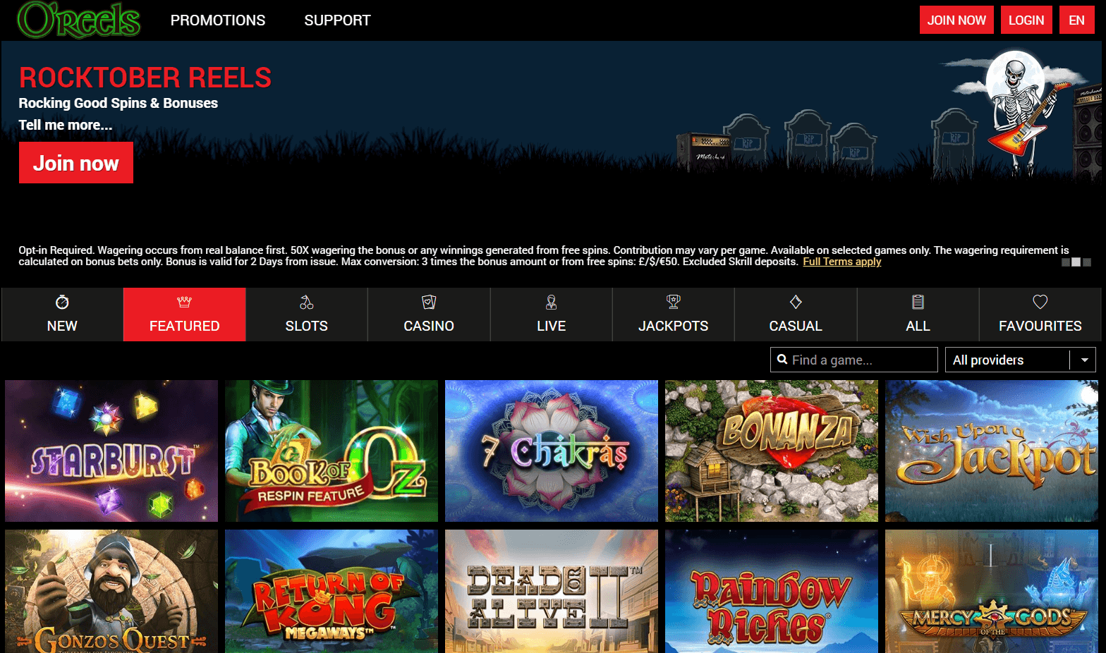 oreels casino homepage